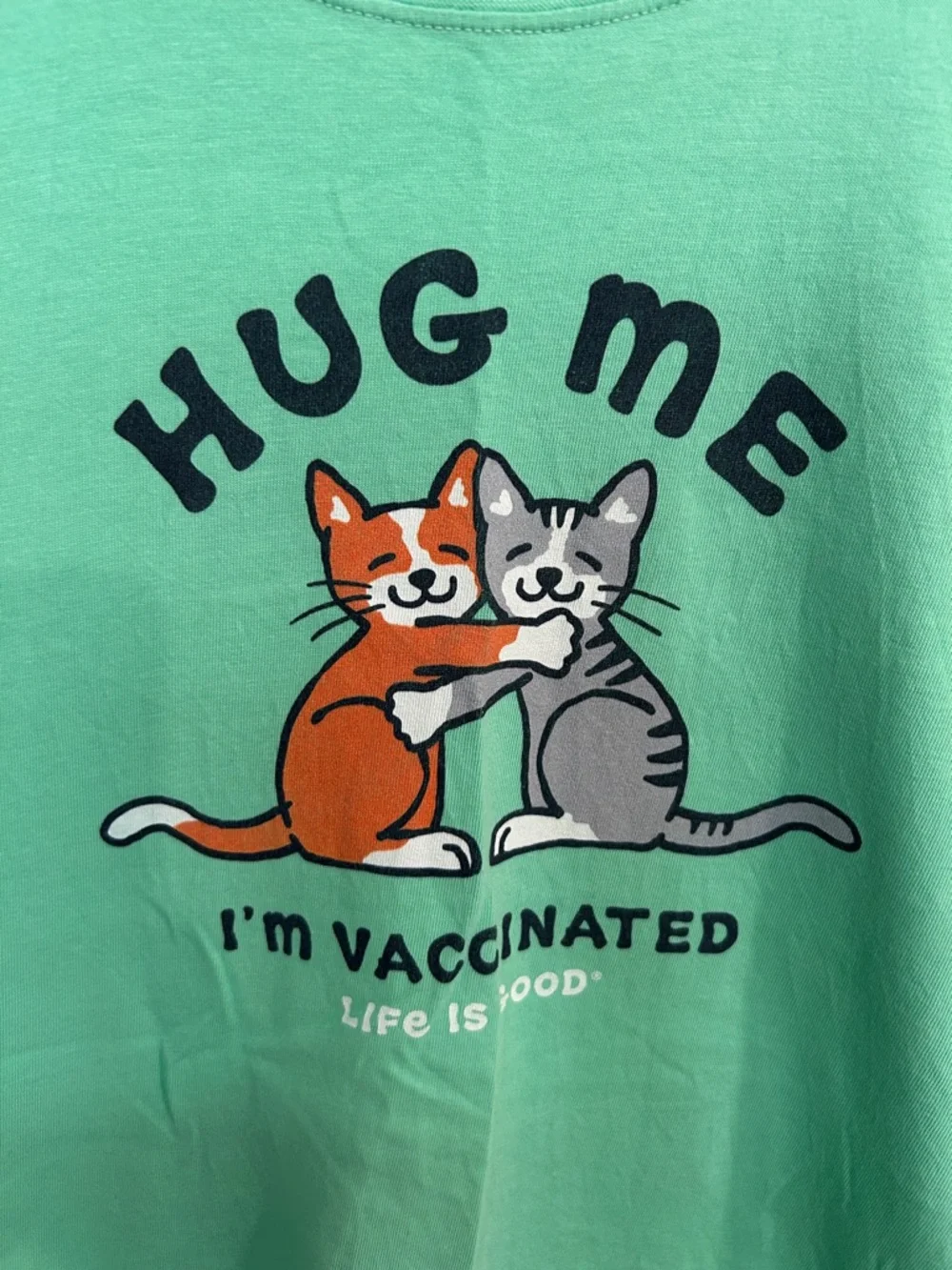 Life Is Good Green 'Hug Me' Cat Graphic Tee - Picture 2 of 5